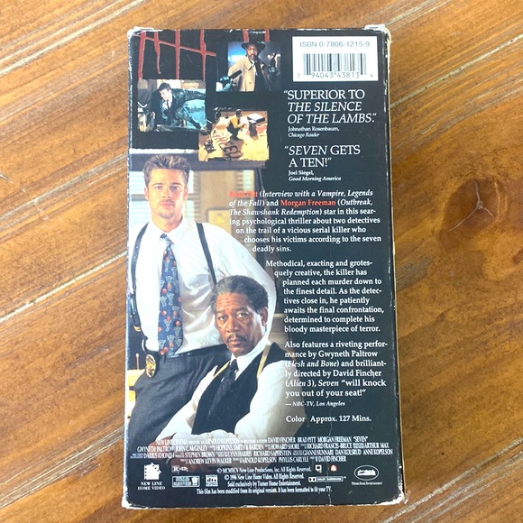 Seven (VHS 1996) Brad Pitt Morgan Freeman - Picture 2 of 4